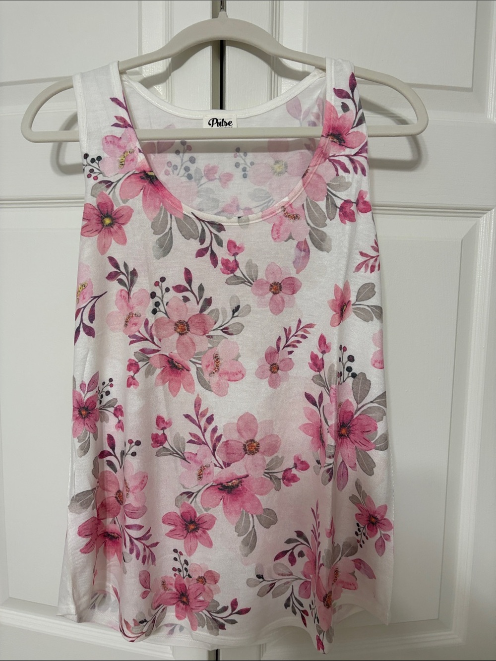Pink Floral Scoop Tank Top